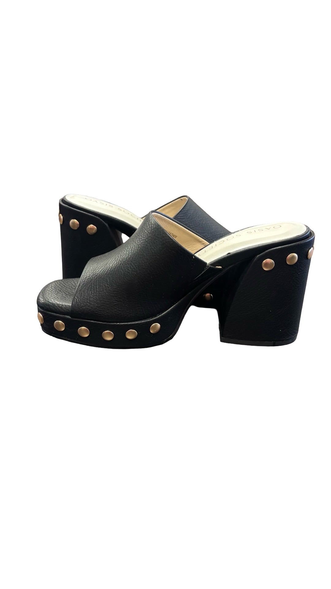 Size 8 Oasis Society Black Platform Slide Sandals