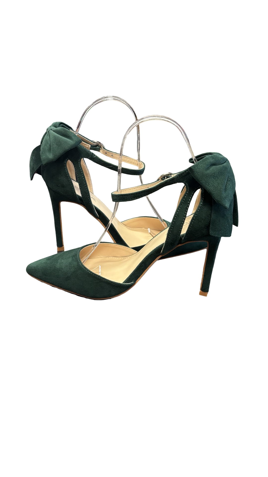 Size 8 Elegant Green Heeled Sandals with Bow