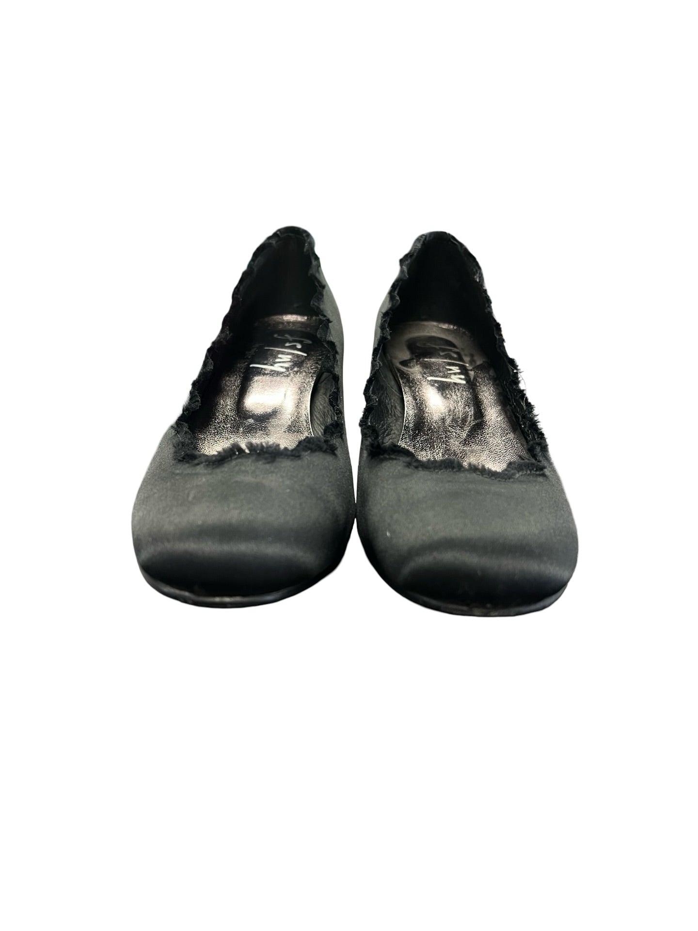 Size 7.5 Fs/ny Women's Black Heeled Flats with Studded Design