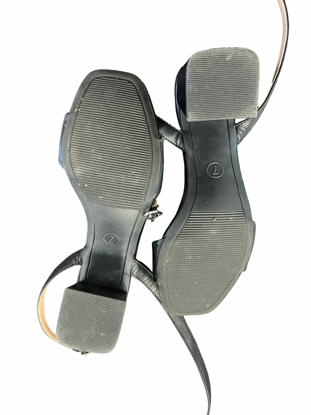 Size 7 Black Heeled Sandals with Ankle Strap