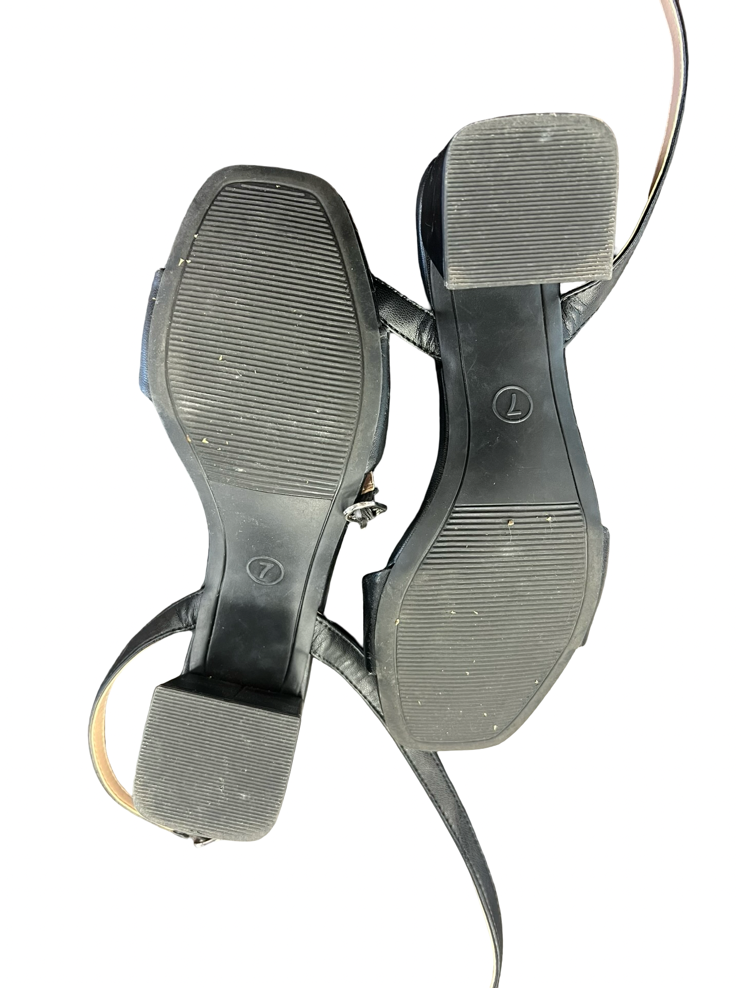 Size 7 Black Heeled Sandals with Ankle Strap
