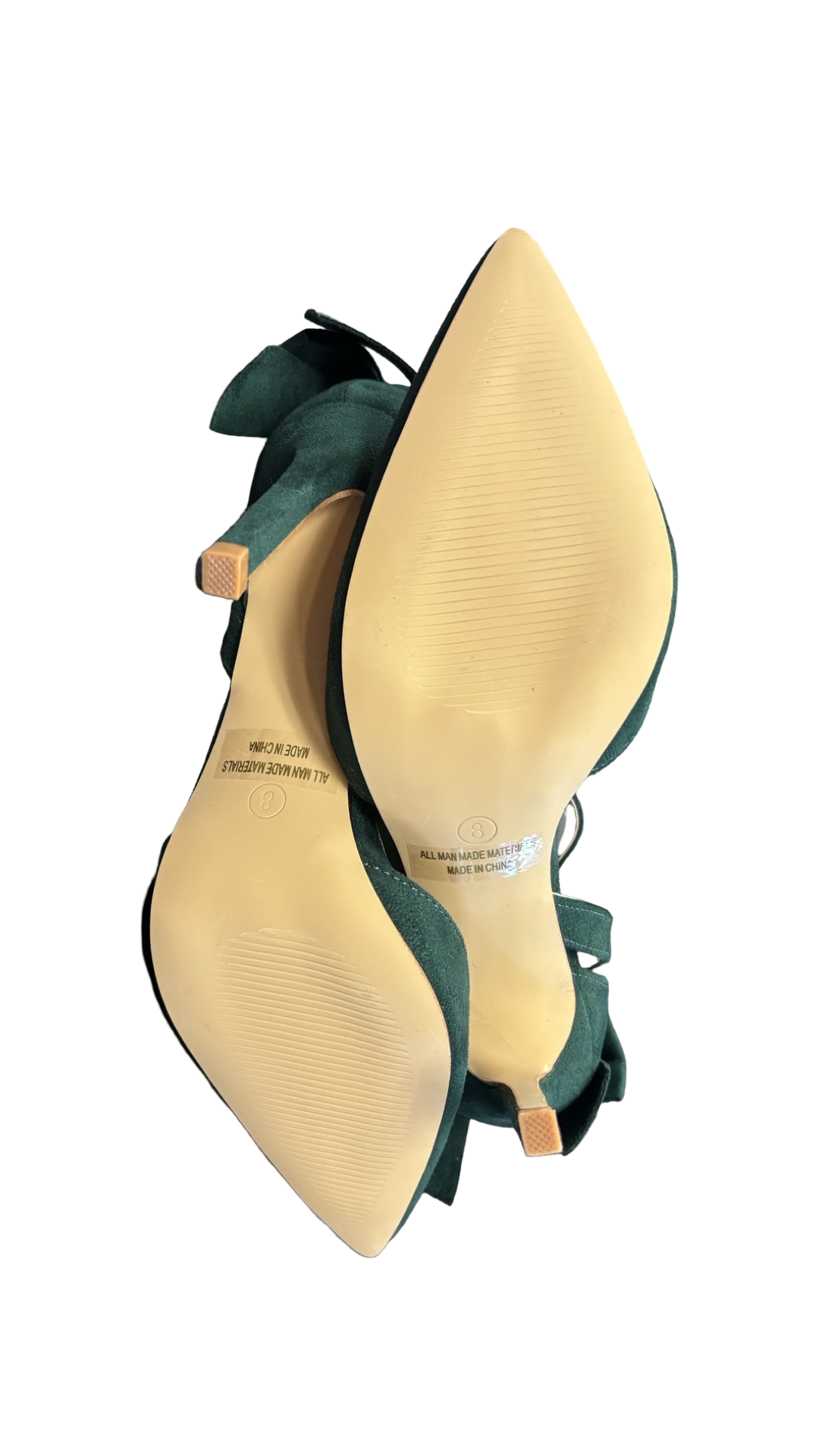 Size 8 Elegant Green Heeled Sandals with Bow