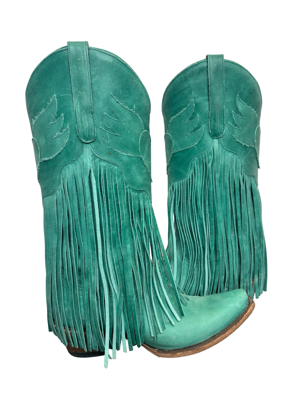 Teal Fringe Western Cowboy Boots