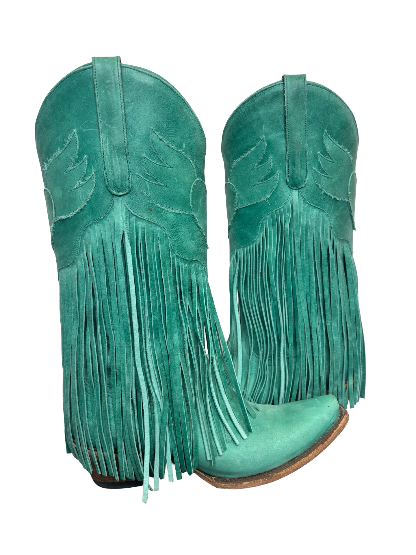 Teal Fringe Western Cowboy Boots