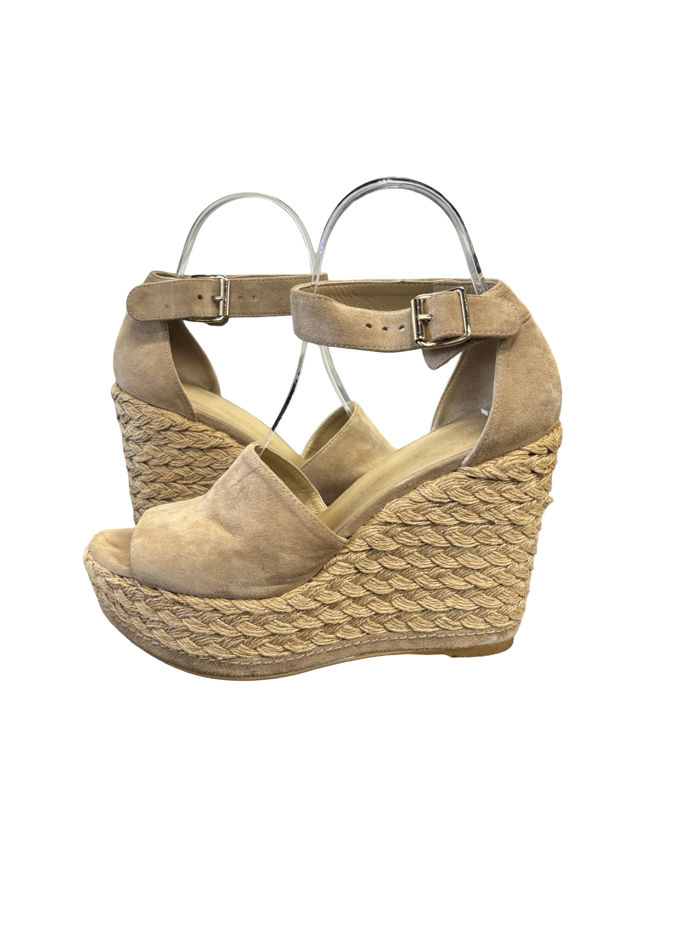 Stuart Weitzman Women’s Beige Espadrille Platform Sandals