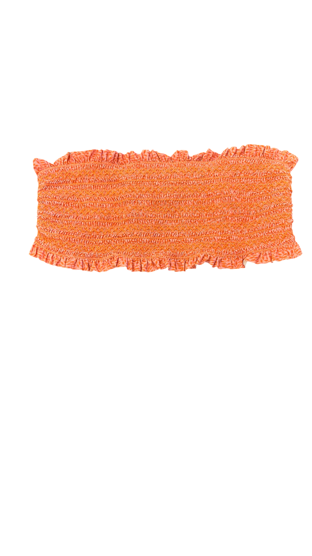 Large Tory Burch Orange Smocked Two-Piece Swimsuit Set