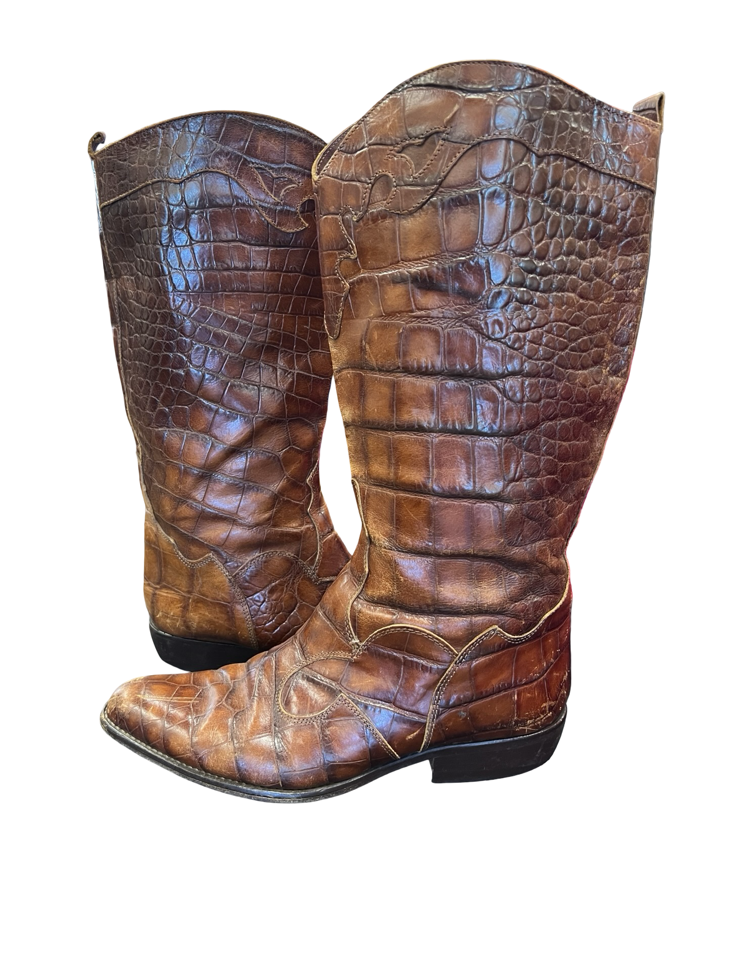 Vintage Brown Leather Cowboy Boots