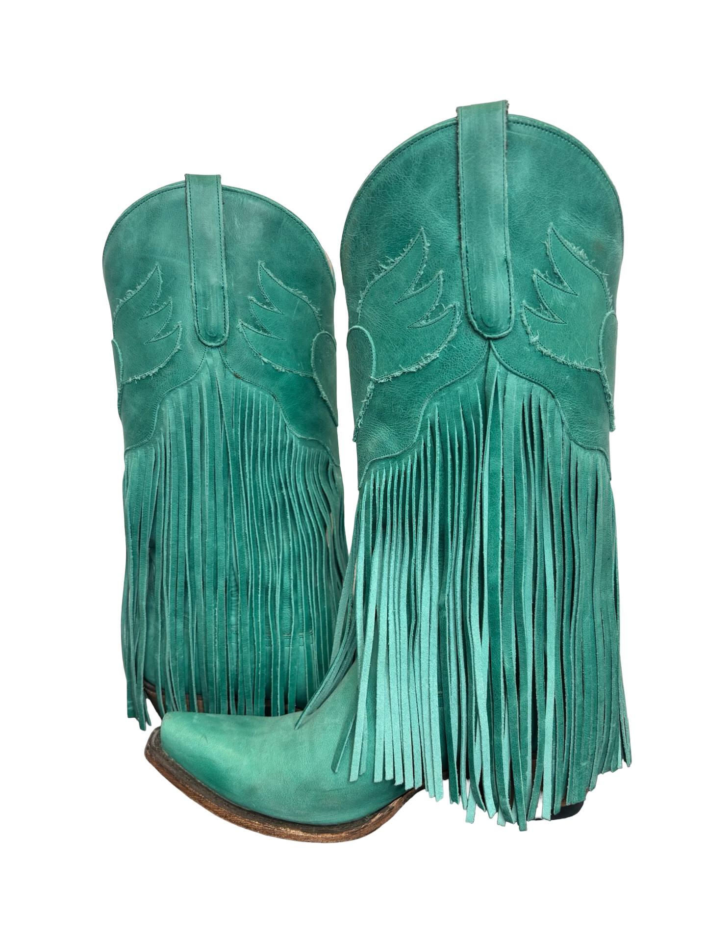 Teal Fringe Western Cowboy Boots