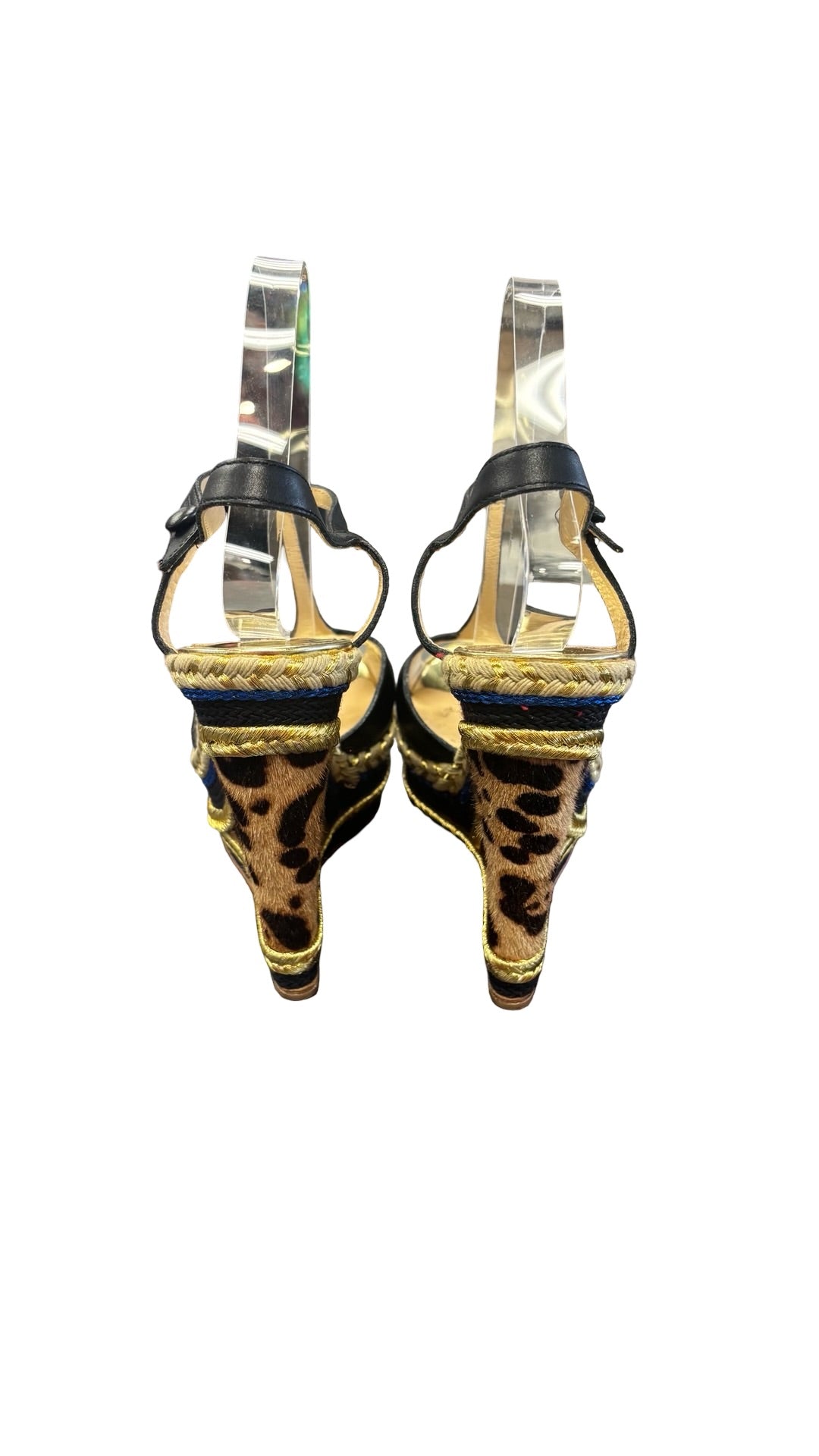Size 39 Christian Louboutin Black and Gold Heels