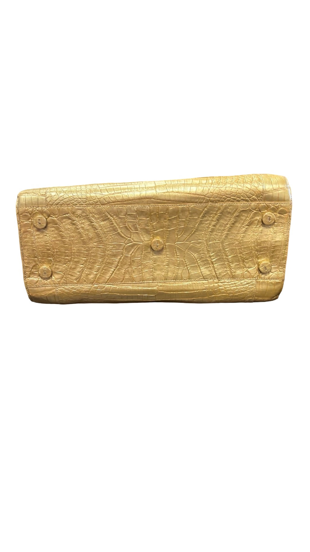 Nancy Gonzalez Elegant Gold Crocodile-Patterned Handbag
