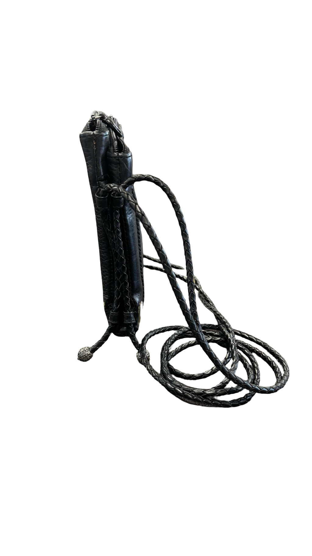 Brighton Black Leather Crossbody Bag with Heart Design