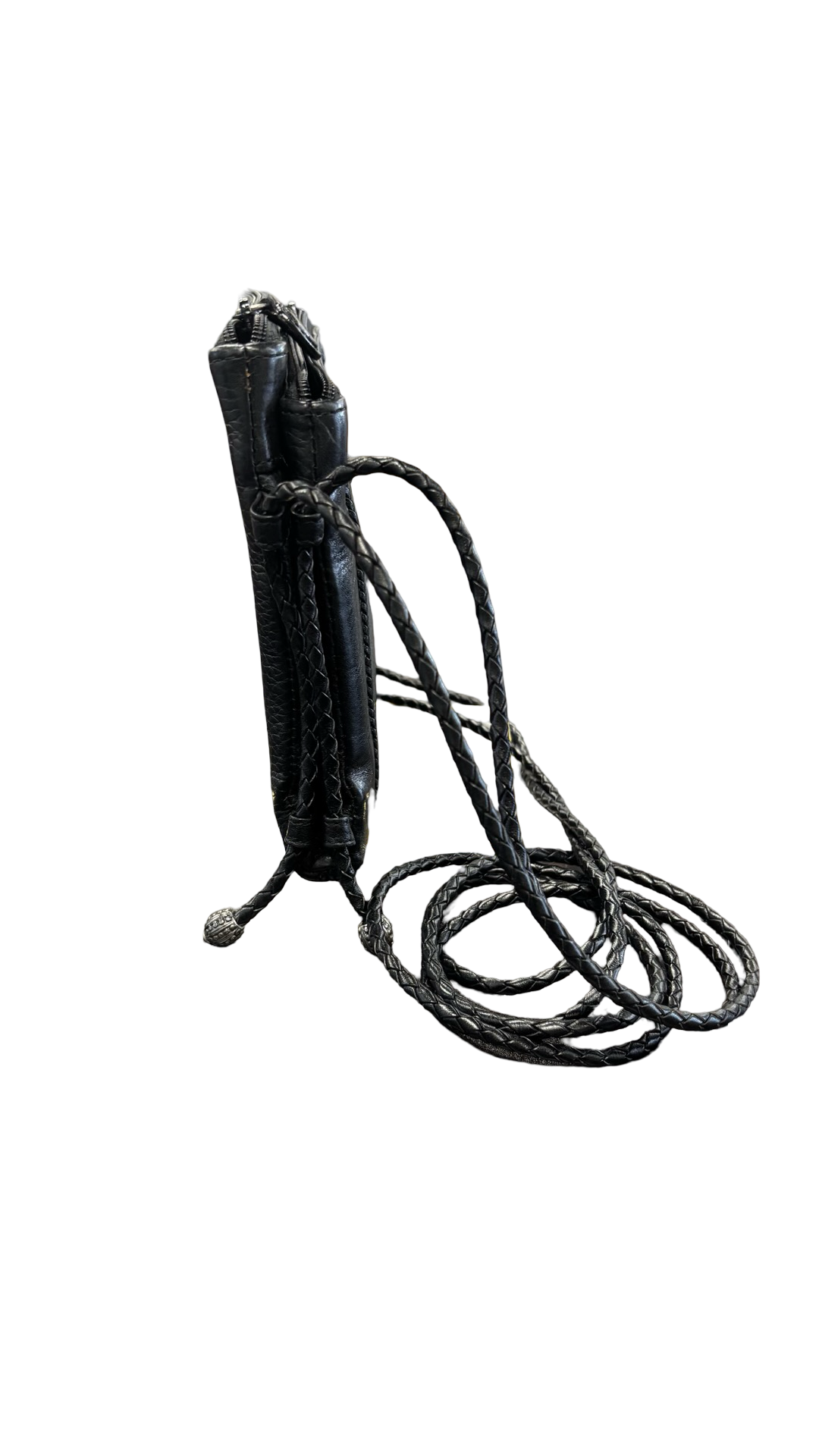 Brighton Black Leather Crossbody Bag with Heart Design